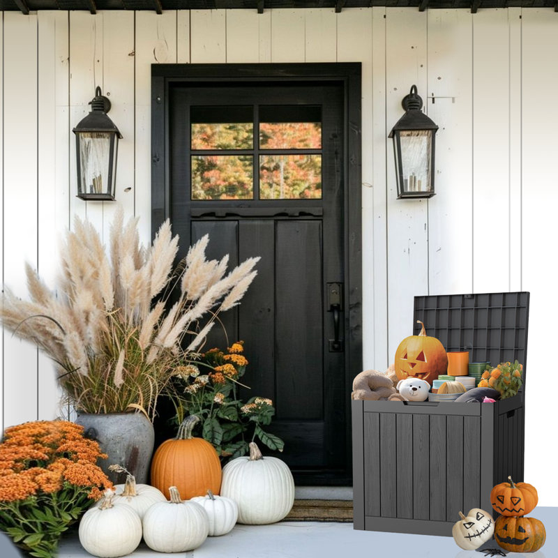 Black 30-Gallon Lockable Resin Outdoor Deck Box