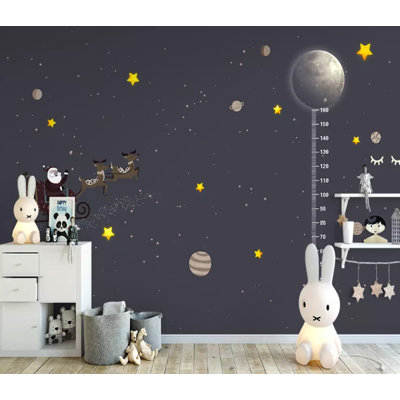 Santa Claus Starry Space Removable Textured Wallpaper
