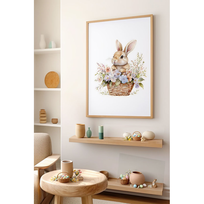 Élégante peinture décorative encadrée de Pâques, 13,0 x 18,9 pouces | Cadre 100% bois massif (épaisseur: 0,8 pouce) et œuvre d'art en panneau de fibres à densité moyenne 100% (épaisseur: 0,1 pouce) | Impression numérique époustouflante pour la décoration intérieure et le charme saisonnier