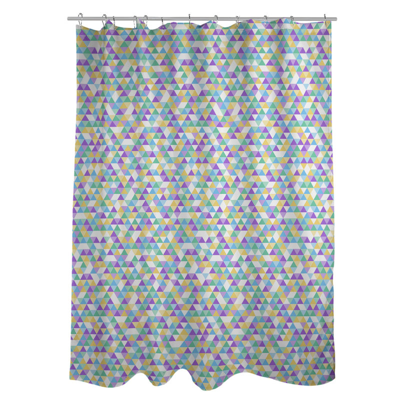 Rideau de douche simple katelyn elizabeth triangle, Bleu / Jaune
