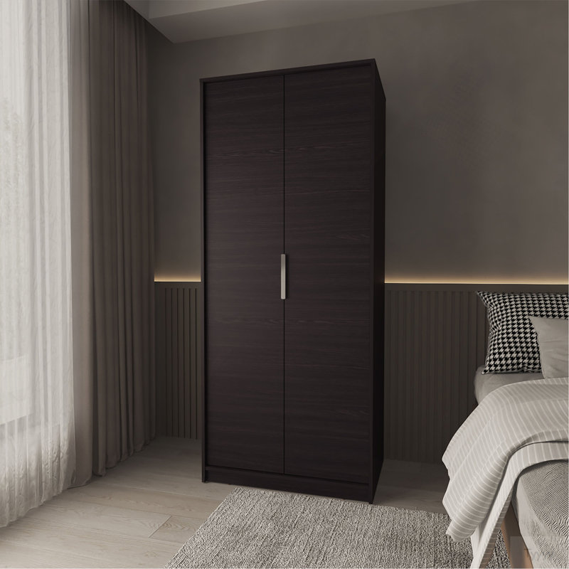 Armoire à 2 portes et 2 tablettes avec porte-chaussures Wengue