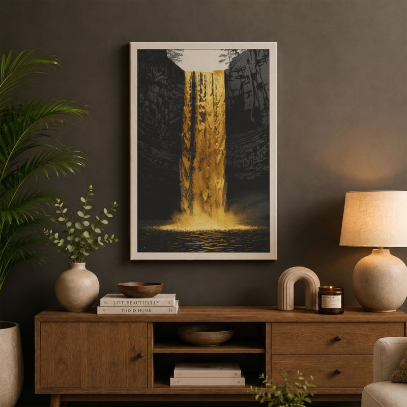 Golden Chasm Modern - Wrapped Canvas, 24x16 - 61.0 x 40.6 cm, Terracotta Border