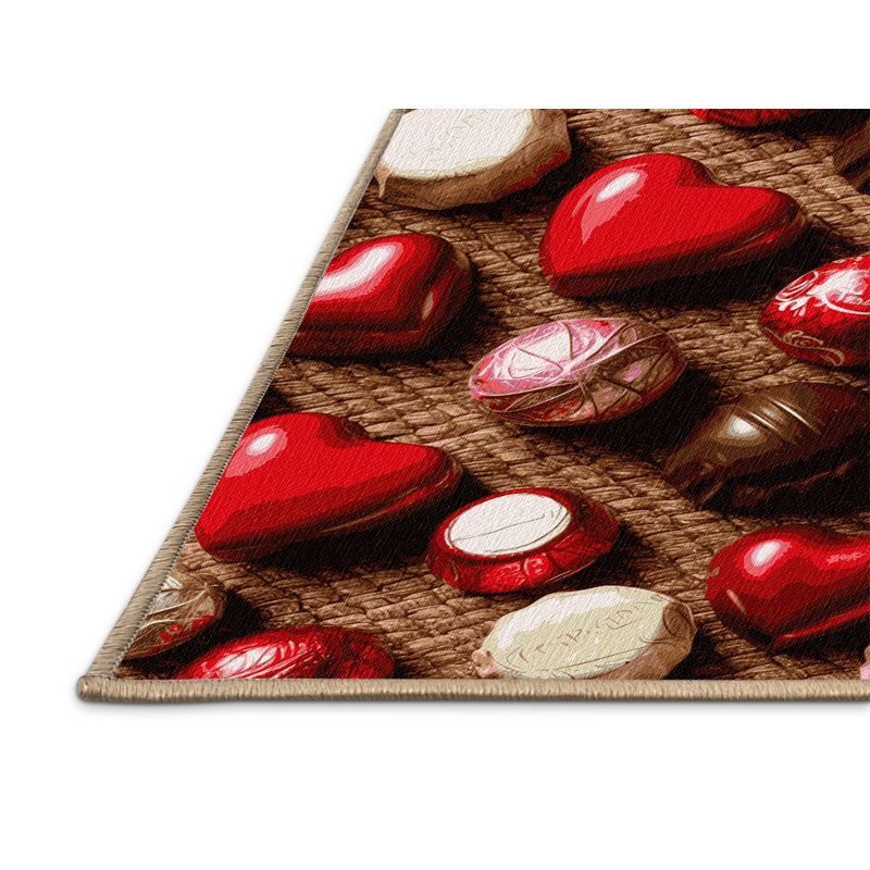  Washable Valentines chocolates Desserts Area Rug, Rectangle 3' x 5'