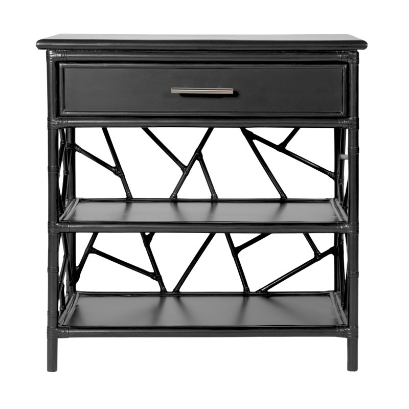 End Table with Storage, Black