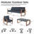 Arunas 5 Person Outdoor Conversation Furniture Set Seating Group with Wood Pattern and Cushions