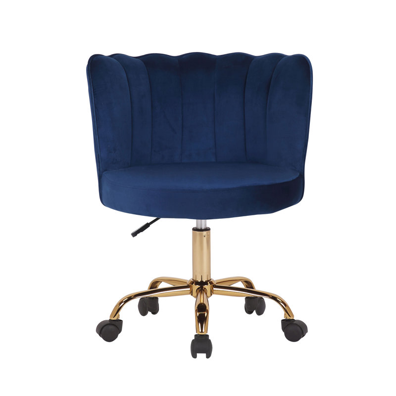 Chaise de bureau en velours Luciean, Bleu