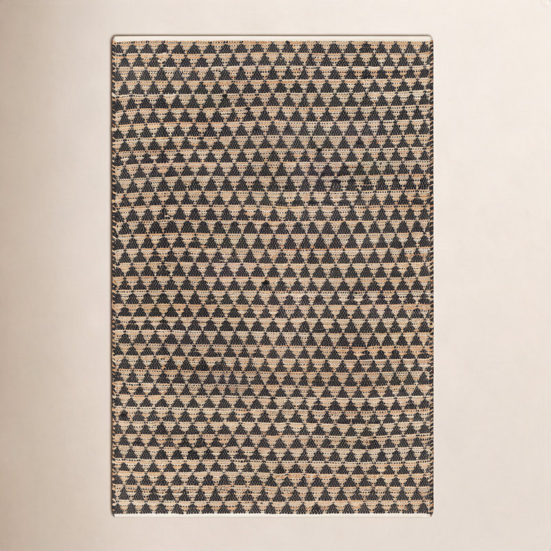 Tapis noir / brun clair / beige tissé à plat à la main Addy, Rectangle 8 pi x 10 pi