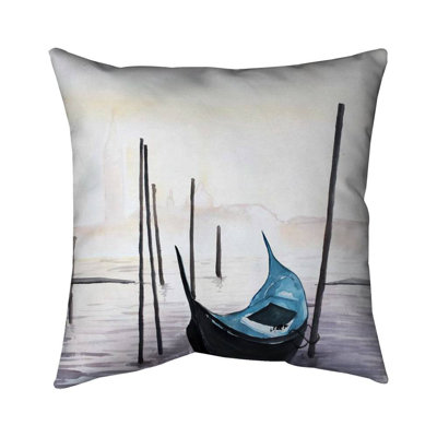 Gondola in Venice - Marine Blue Poly Twill Throw for Decor