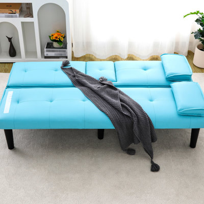Lit pliant bleu de 67 pouces avec porte-gobelet pour créer un coin de détente idéal