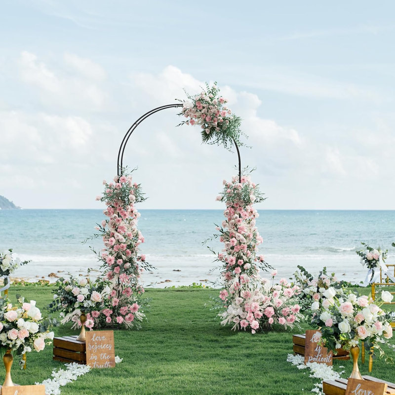 Semicircular Garden Arch with Planter Grid