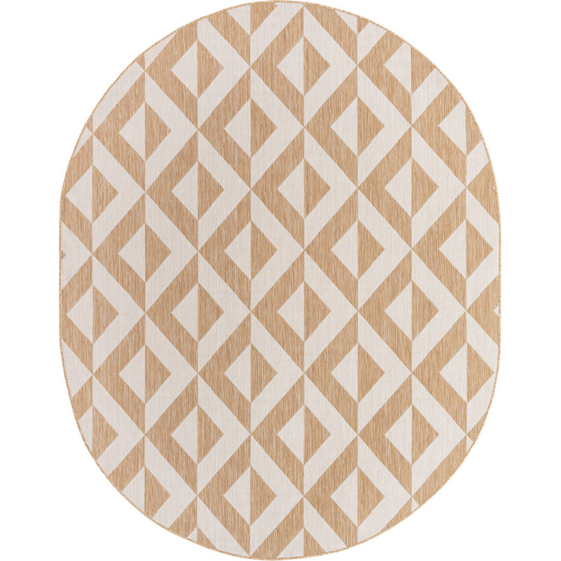 Outdoor Destiny Area Rug Cream Color, Oval 7'10" x 10'