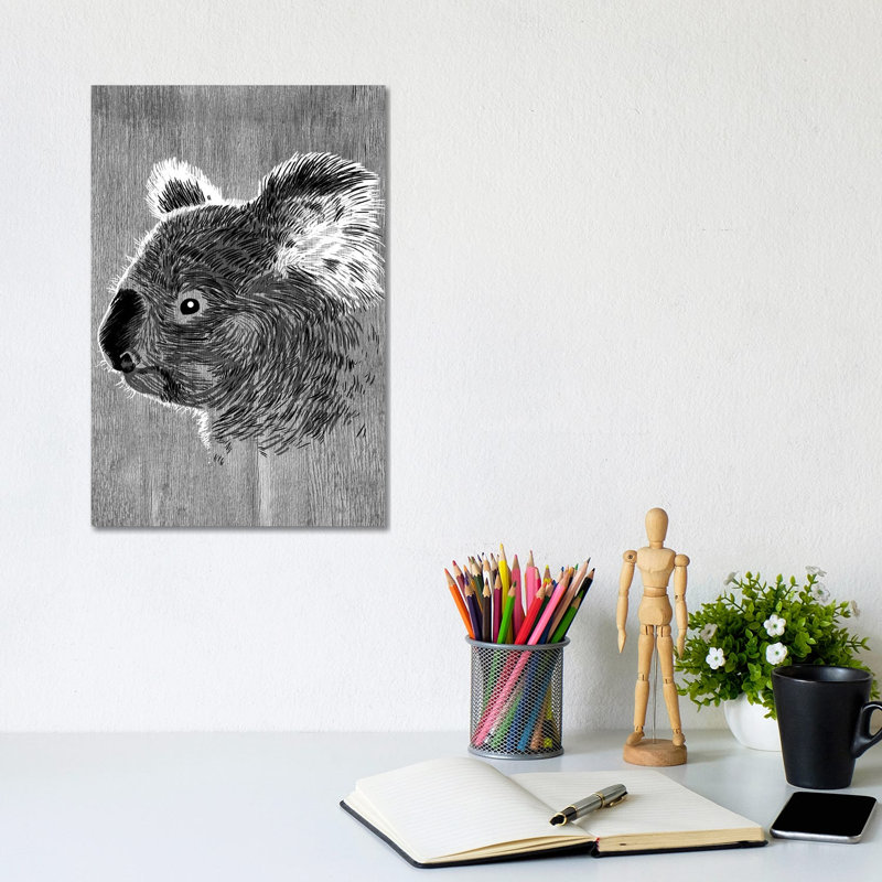 Koala Sketch 1 Piece Wrapped Canvas Painting, 30.48cm H x 20.32cm W x 1.91cm D