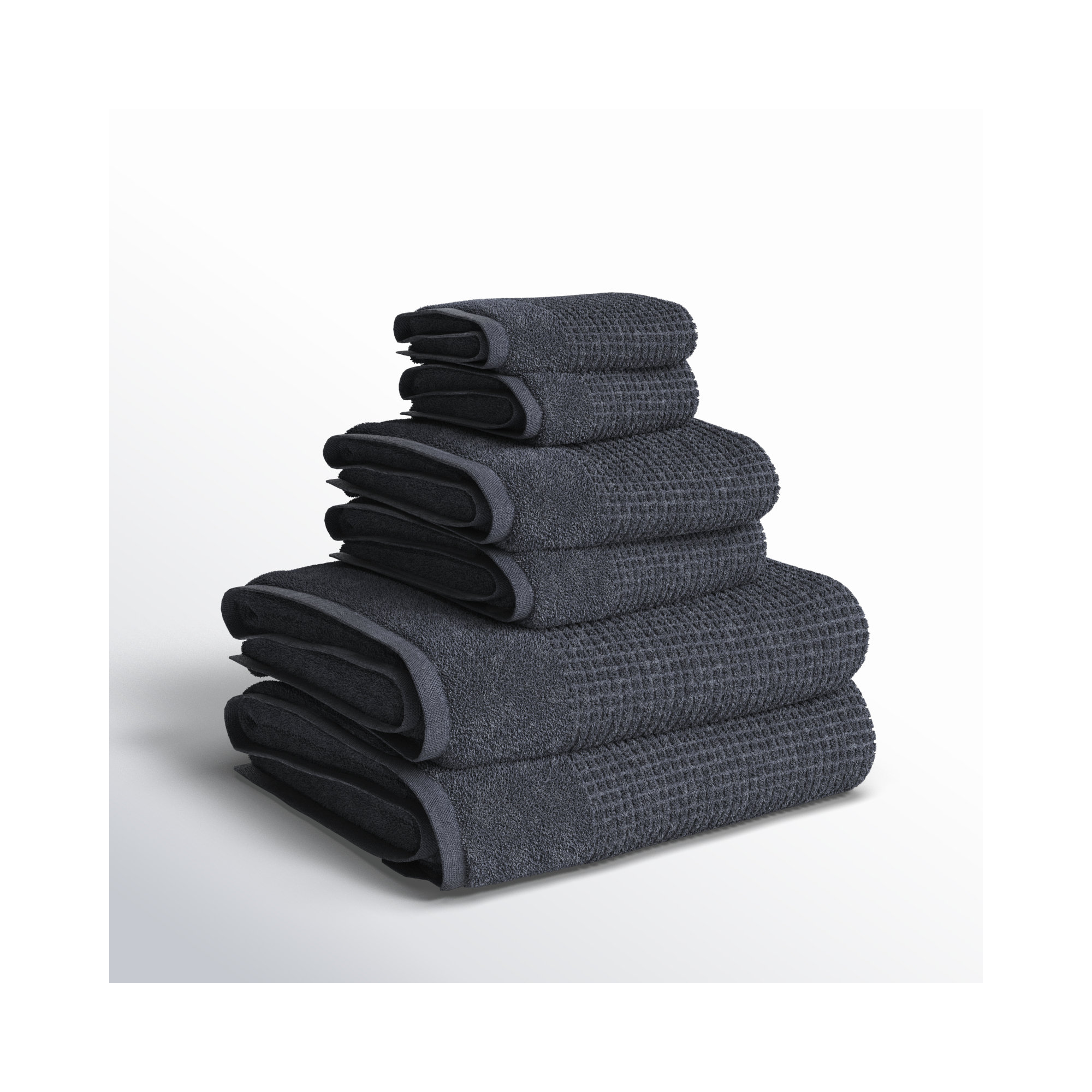 Earline 6 Piece Turkish Cotton Towel Set, Gray
