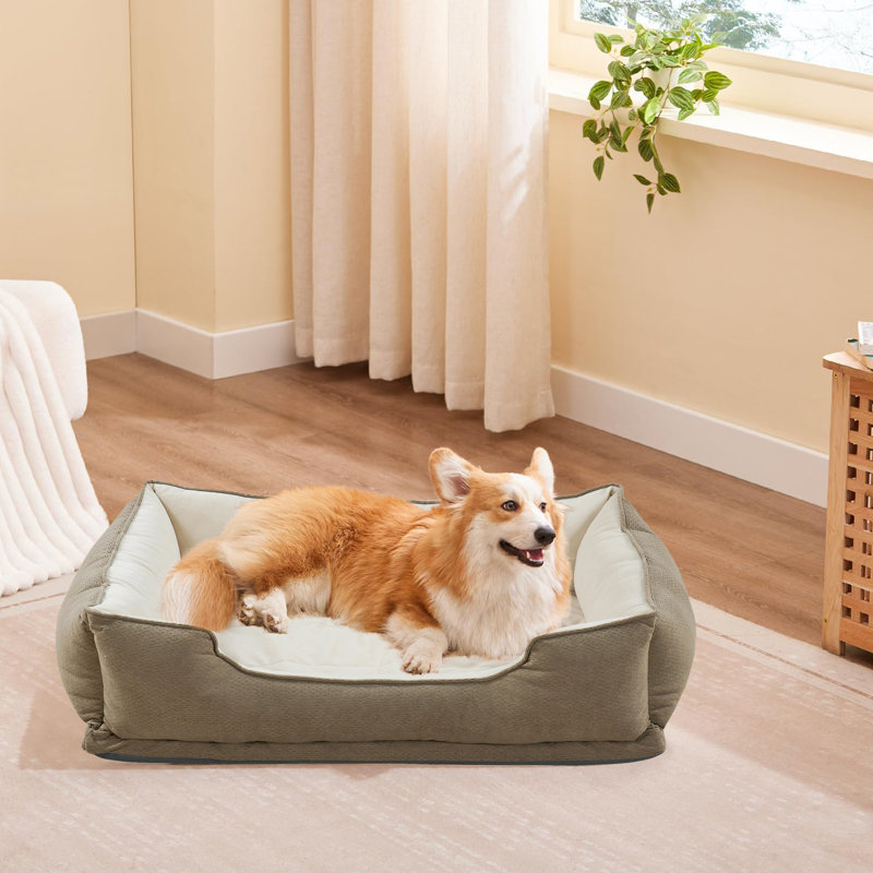 Lit pour animal de compagnie texturé en peluche rectangulaire avec doublure en micro vison, H 11 po x l 30 po x P 40 po