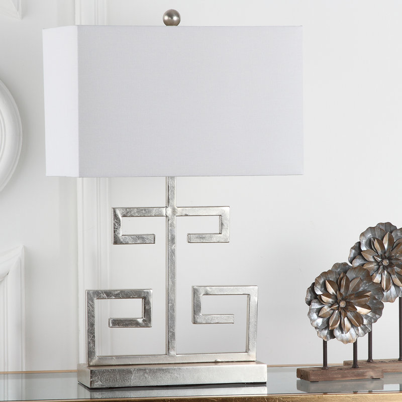 Keya Metal Table Lamp, Antique Silver