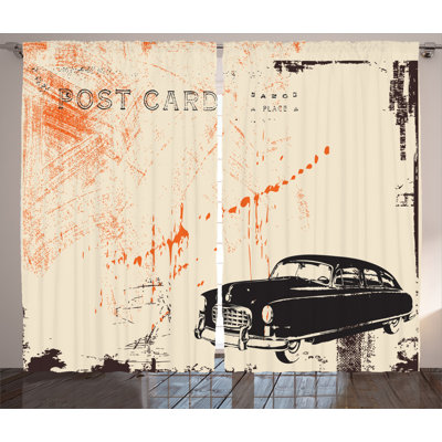 Car Semi-Sheer Rod Pocket Curtain Panels