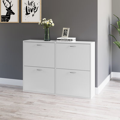 HOMCOM Wooden Modern Design 4 Drawer Shoes Cabinet Pull Down Shelf
