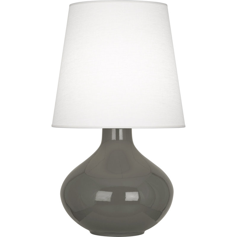 June Ceramic Table Lamp, Oyster Linen, Ash