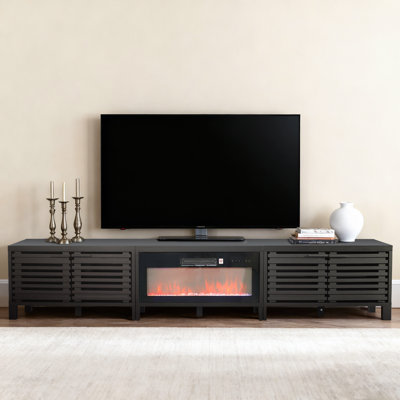 Modern Black Detachable Fireplace TV Stand, 292x37x53cm, MDF, Living Room, Entertainment Room