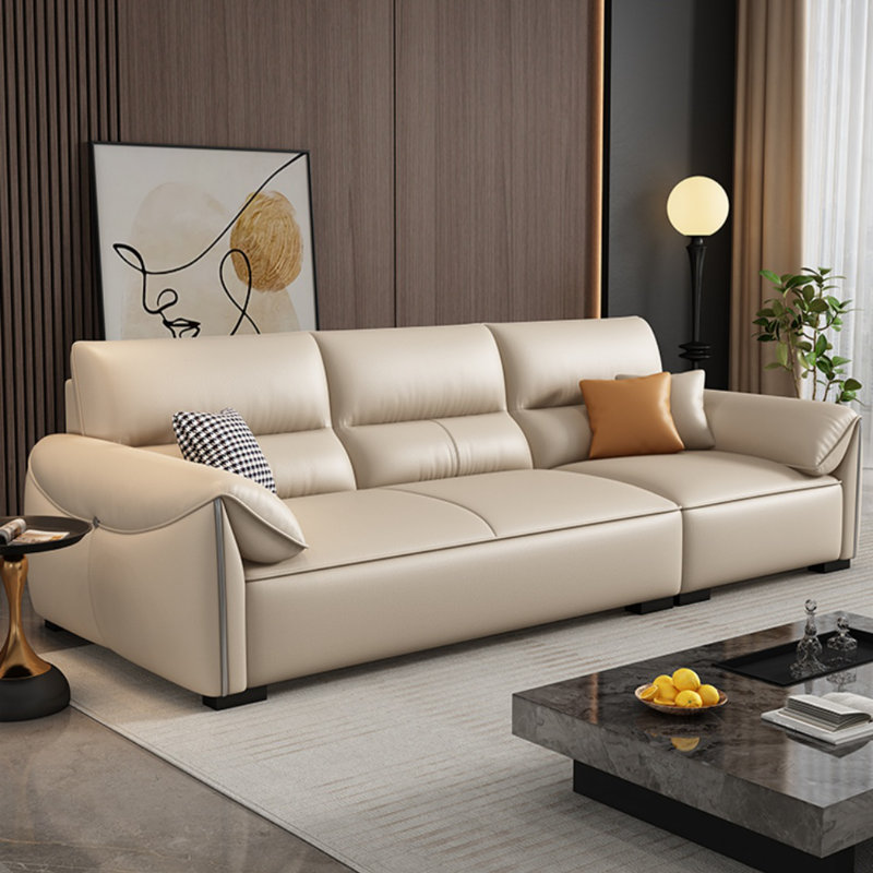 Canapé de salon Minimalist Elephant Ear, H 37,4 po x l 110,24 po x P 39,37 po, 4, Blanc cassé / blanc