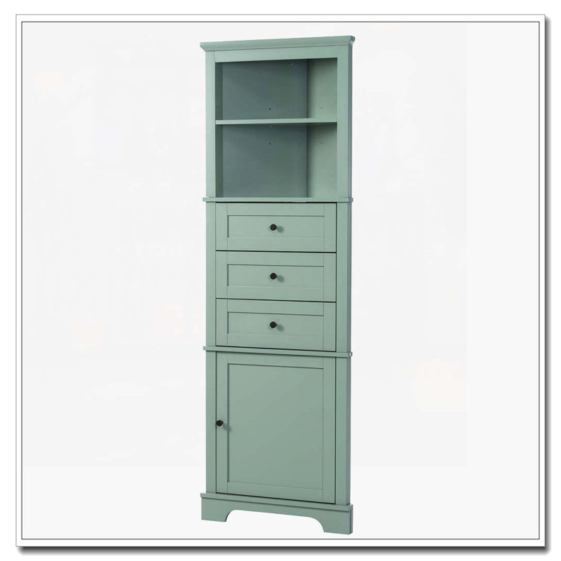 Armoire de rangement d'angle avec 3 tiroirs et tablettes réglables