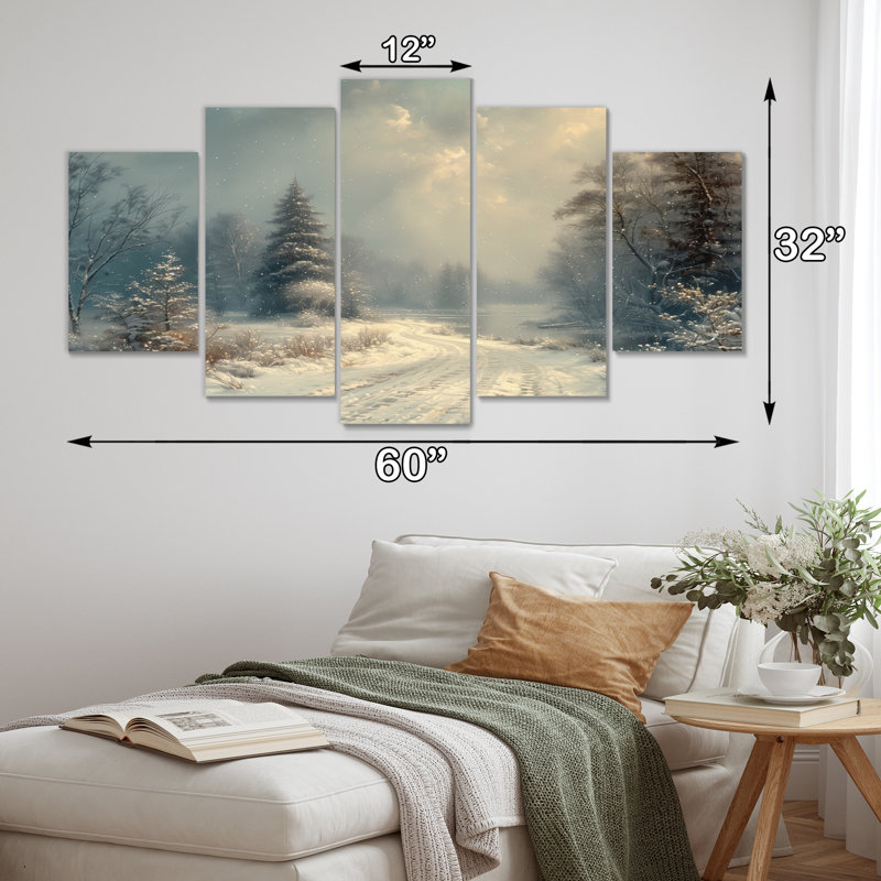 Ensemble de décorations murales paysage d'hiver blanc et gris