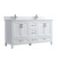 Powell 72 po L x 22 po P 4 portes et 4 tiroirs Meuble-lavabo autoportant avec évier double et Comptoir en Quartz blanc