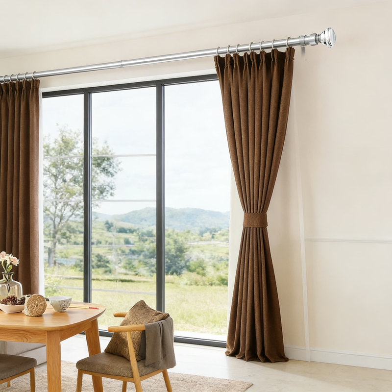 Tringle à rideaux réglable pour fenêtre simple avec fleurons en cristal, tringle télescopique de 1 pouce de diamètre pour fenêtres de 22 à 42 pouces, finition nickel satiné pour rideaux légers à lourds