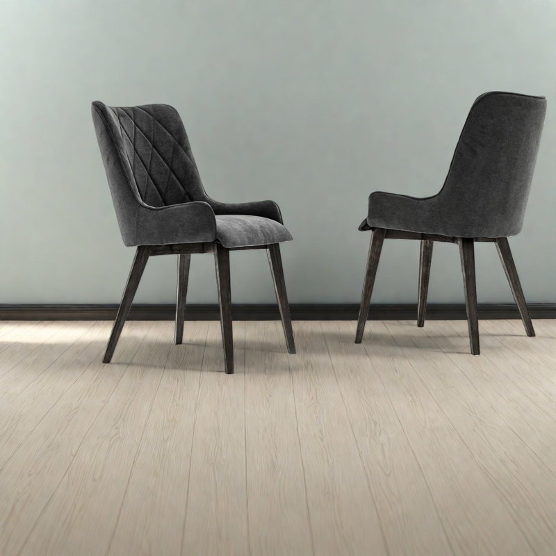 Chaises de salle à manger confortables gris anthracite, tissu rembourré, style maison moderne