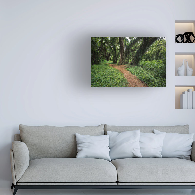 Art mural sur toile tendue - art mural «Trail of Trees» de Jon Evan pour le salon, la chambre à coucher ou le bureau - 16 x 24