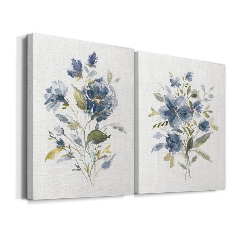 " Linen Botanical I " 2 - Pieces, No Mat, 12" H x 8" W x 1" D, Wrapped Canvas