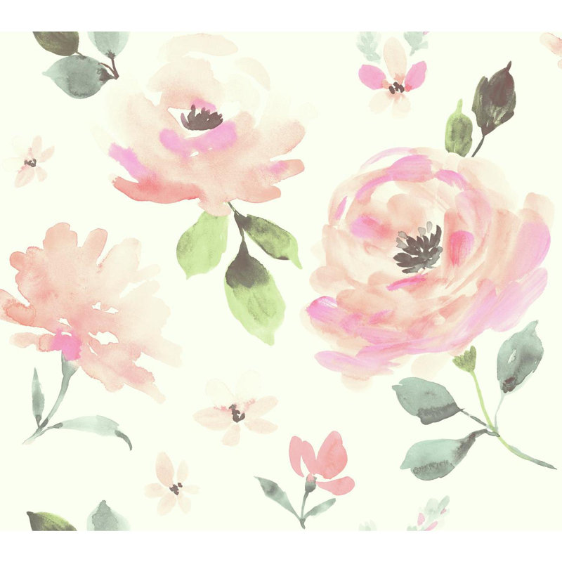 Rouleau de papier peint Isiah, Rose / orange / vert