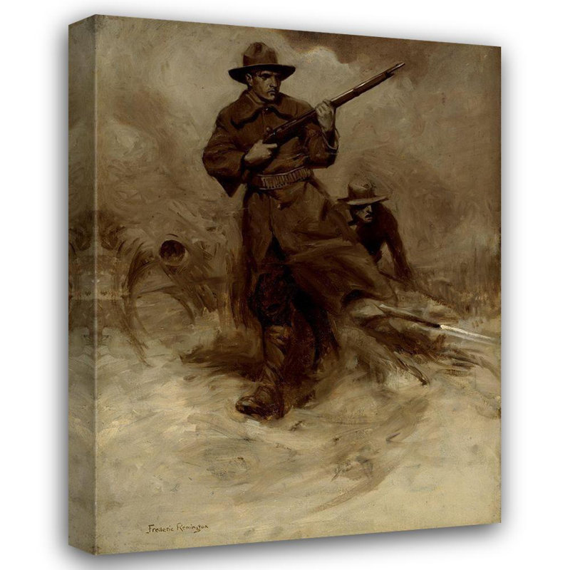 Lark Manor ™, Remington, Frederic, reproduction d'art sur toile tendue: Soldat de guerre espagnol-américain en action 59165