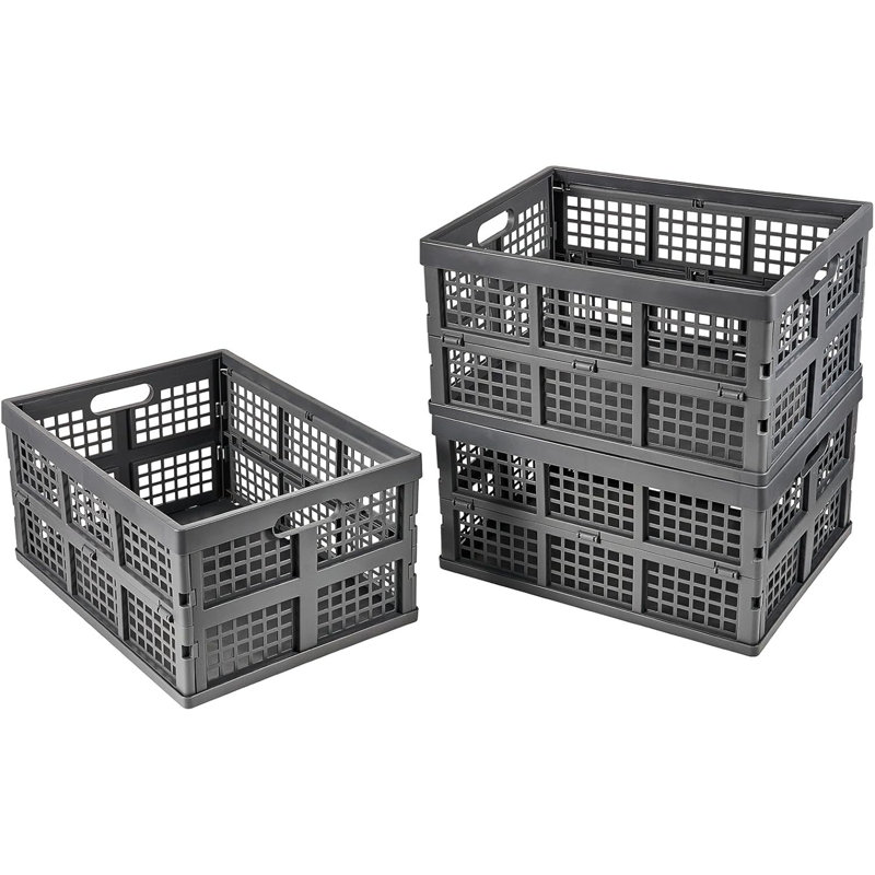 Paquet de 3 caisses de rangement pliables en plastique - 30 L