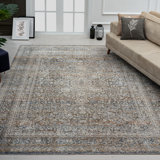 Dmon Floral Area Rug in Blue