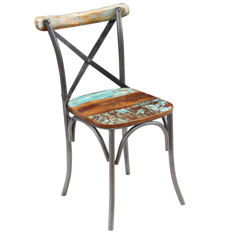 vidaXL Dining Chair Multicolor Solid reclaimed wood and steel