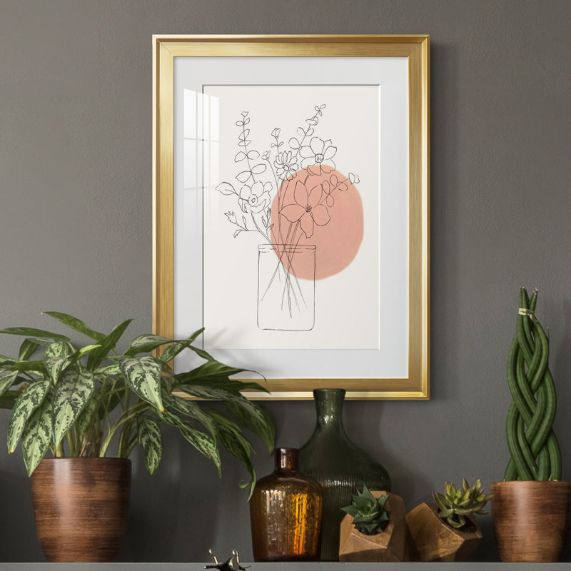 Contemporary Wildflower Bouquet - reproduction de cadre photo, Or, H 22,5 po x l 30,5 po x P 1,5 po