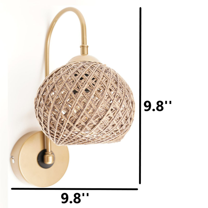 Alana 1-Light Armed Sconce with Jute Globe Shade