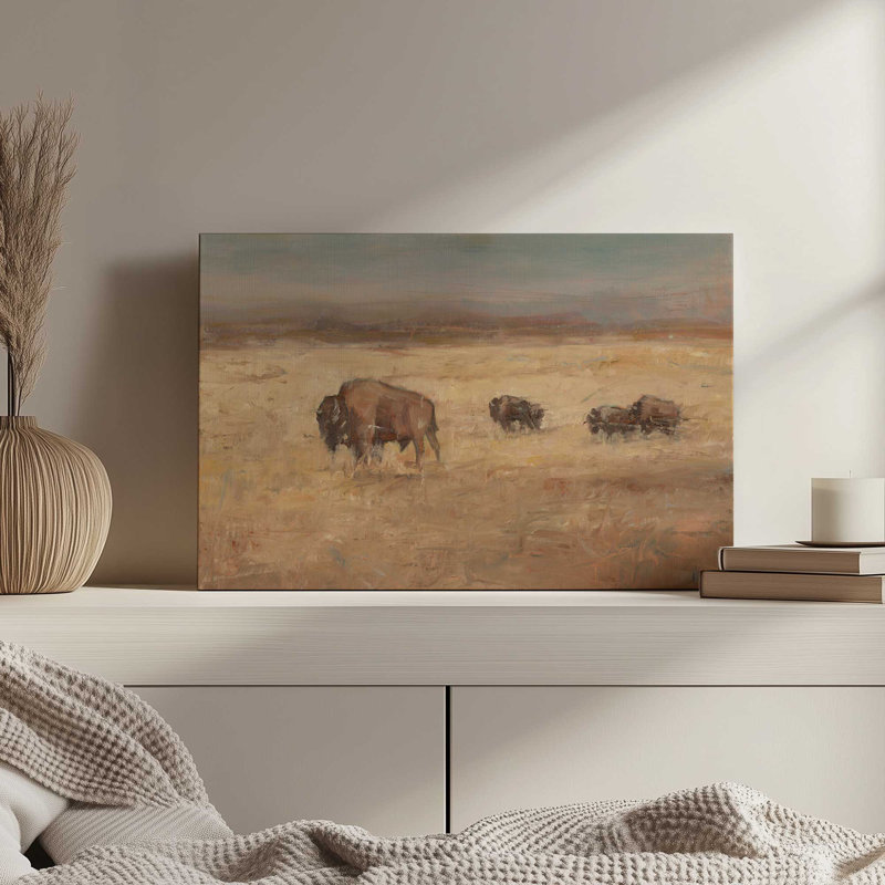 «Bison Panorama I» par Ethan Harper, reproduction d'art sur toile, H 8 po x l 12 po, Toile tendue, Ne s’applique pas