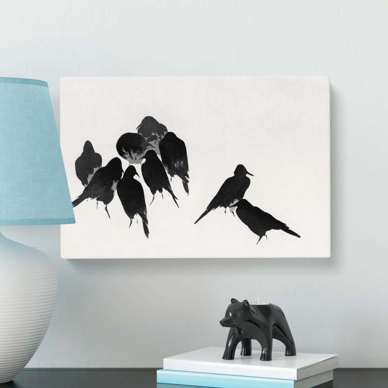 The Japanese Crows by Watanabe Seitei - Single Picture Frame Painting, Wrapped Canvas, 40cm H x 60cm W x 3cm D