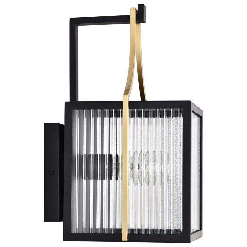 Holden - Large Outdoor Lantern - Gold And Black Finish - Clear Glass, 14.5'' H x 8.5'' W x 8.88'' D