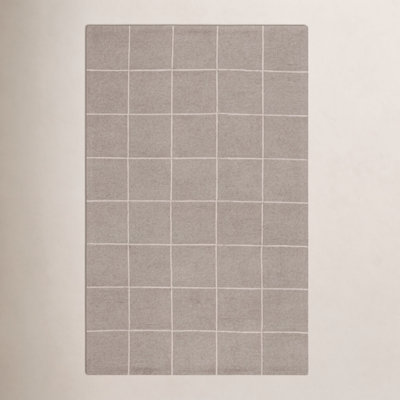  300 Hand Tufted Wool/Cotton with Latex Geometric Rug in Beige