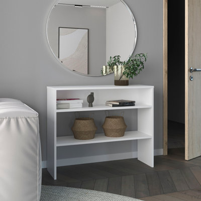 Bureau H 31,5 po, avec 2 tablettes et 2 pieds, blanc