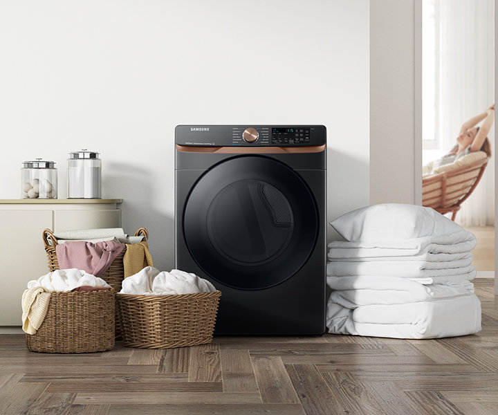 Samsung Smart Dryer with Steam Sanitize+, Electric, Brushed Black
