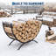 Support à bois en forme de U de 31,5 pouces, support à bûches en acier robuste, support de rangement intérieur en bois pour empiler le bois de chauffage