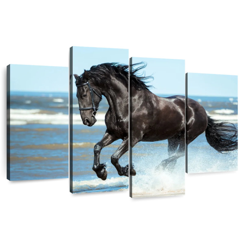 Brampt Friesian By The Beach, 22" H x 36" W