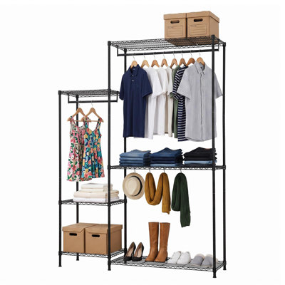 Heavy-Duty 4-in-1 Steel Clothes Rack, Adjustable Garment Organiser with Rustproof Shelves and 304 kg Capacity