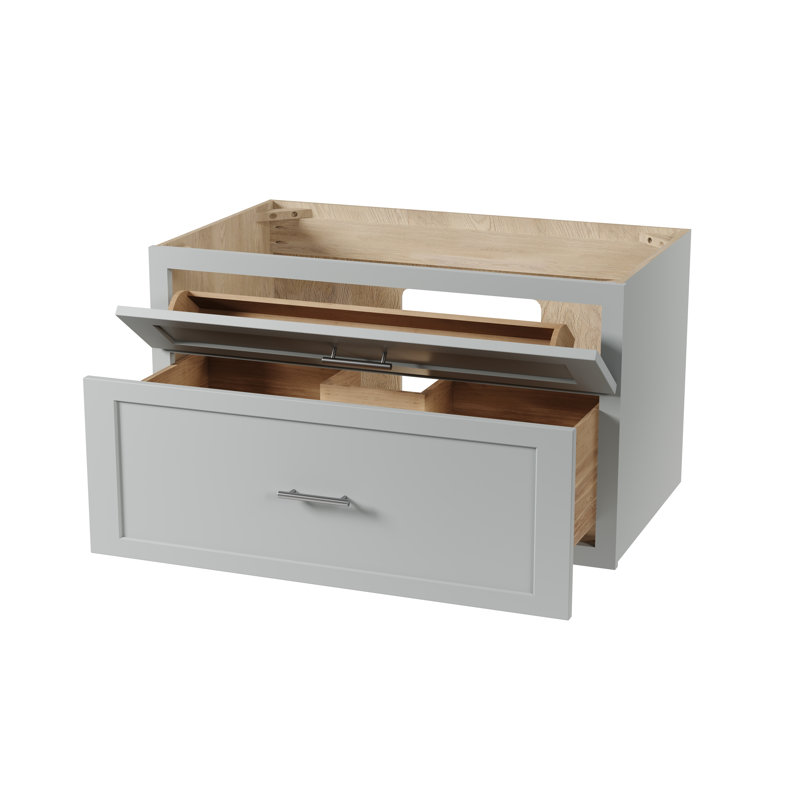 Meuble-lavabo mural simple flottant 36 po Disar, Gris