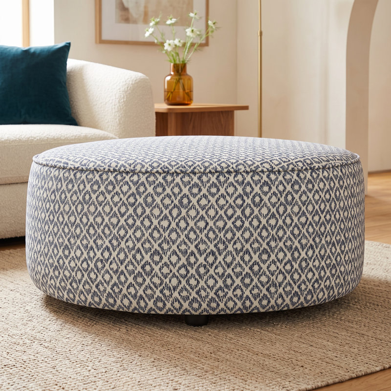 Murano Upholstered Cocktail, Mainstay Indigo Geometric Performance