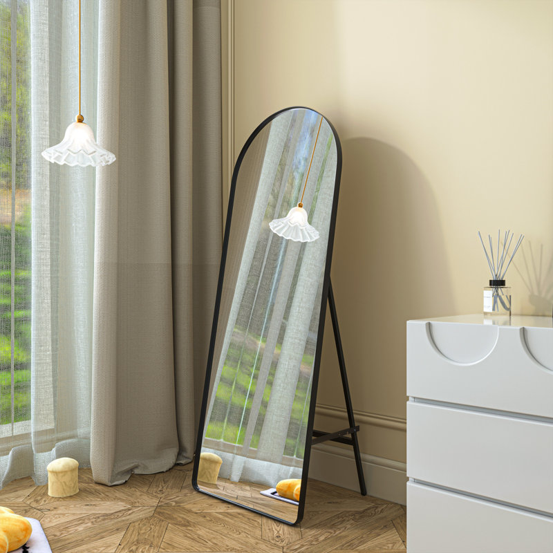 Leonitus Aluminium Frame Arch Freestanding Mirror, 65" x 22", Black